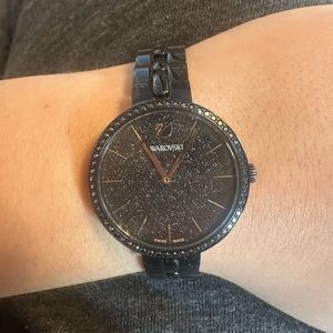 Swarovski crystal watch in black